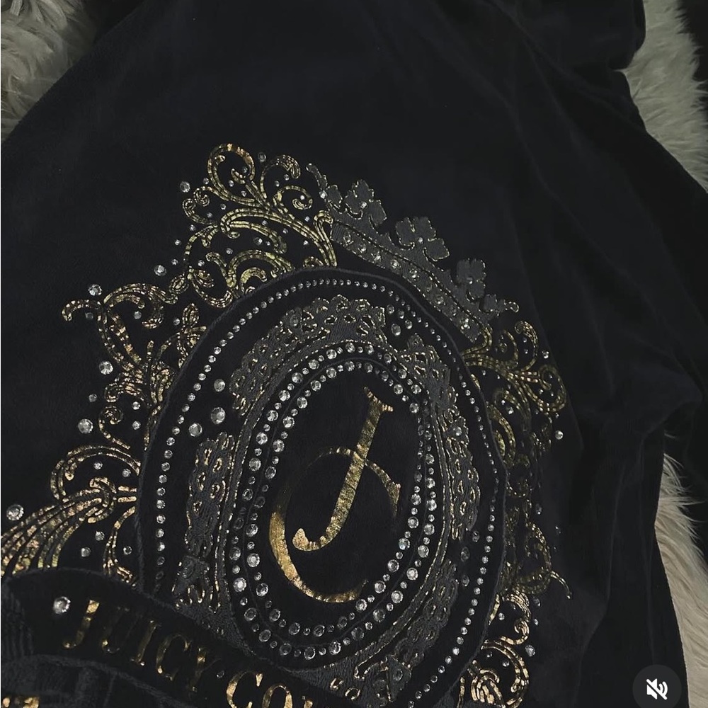 Juicy Couture Black Velvet Jacket with Gold Embellishments